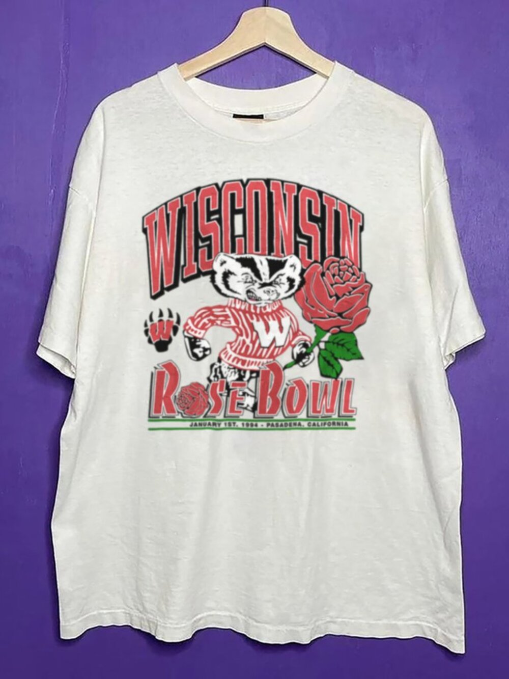 Vintage 1990's Wisconsin Badgers Rose Bowl Shirt, NCAA Football Men Women Shirt